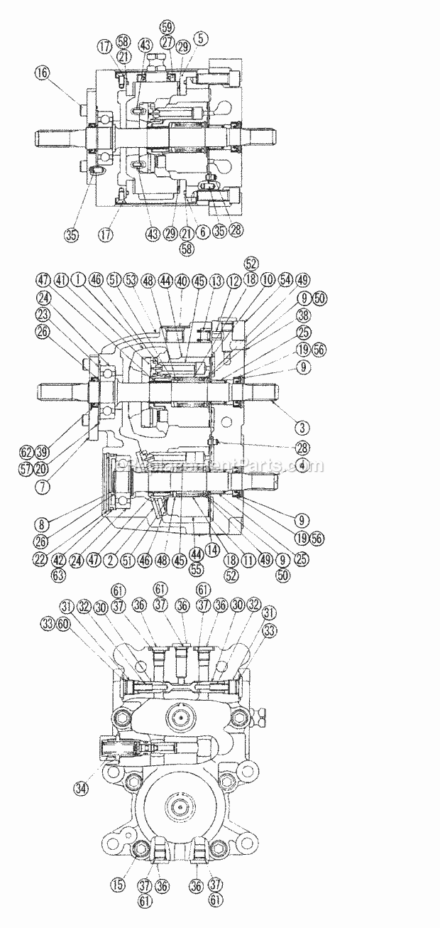 Hst Assembly Diagram and Parts List for 7532 54AF44G-710, 54AH44G-710, 54AN44G-710 Cub Cadet Lawn Tractor